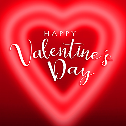 Glowing heart shape with HAPPY VALENTINE'S DAY lettering. Can be used as a design for Valentine's day holiday greeting cards or posters.