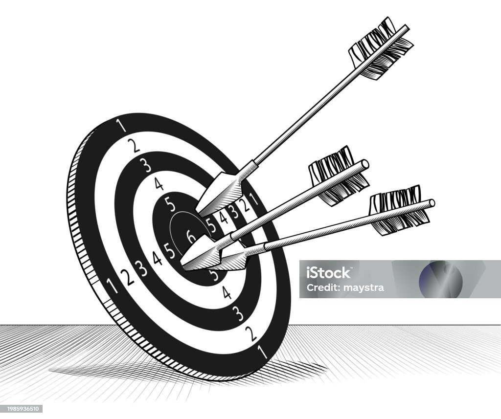 Tilted Target A Round Tilted Target With Numbers In The Angle And Arrows Stuck In It ...