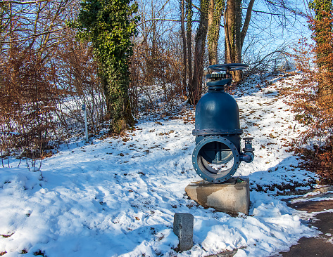 An ancient valve for water and steam. A technical monument on the slope of Mount Festung in the area of the Hohensalzburg fortress.