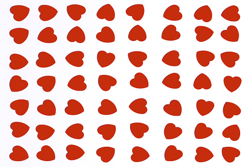 Rows of hearts for Valentine's Day