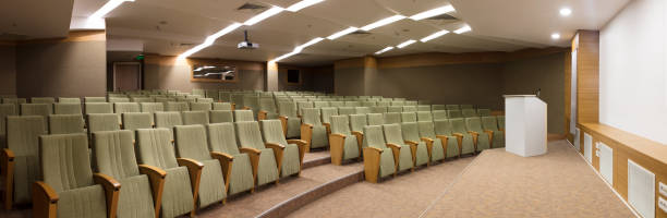 Modern empty conference and cinema hall. No people.