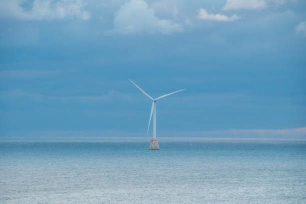 Block Island Wind Turbine on a Cloudy Day
