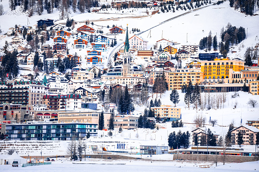 Town of Sankt Moritz luxury winter travel destination view