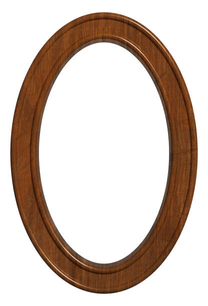 istock Empty oval wooden frame for paintings and photos on isolated background 1986150468