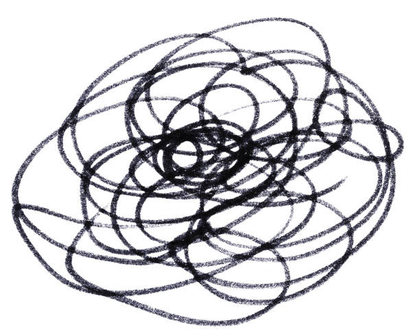 Chaotic lines with black marker, element for designer