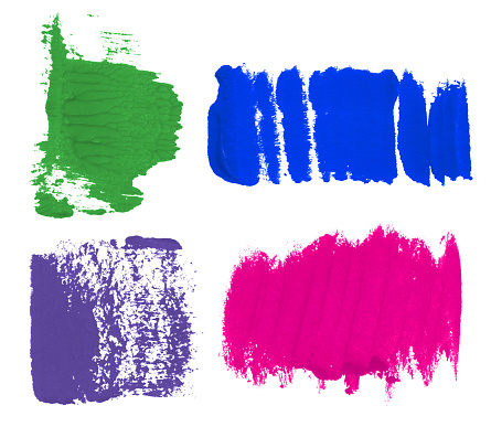 Multi-colored brush stroke samples, set for designer