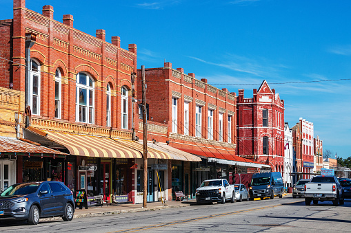 Old buildings in downtown Lockhart, Texas, USA