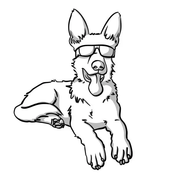 Vector illustration of Cool German Shepherd Sketch