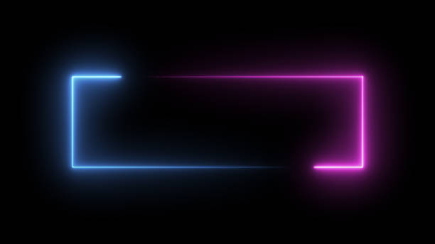 istock Abstract blue pink neon glowing line frame 1986220969