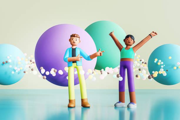 istock Avatars of young people in VR environment 1986250190