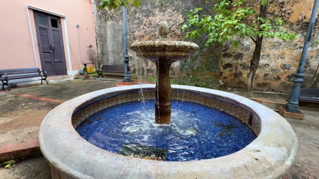 Tiled fountain in park in Old San Juan Puerto Rico