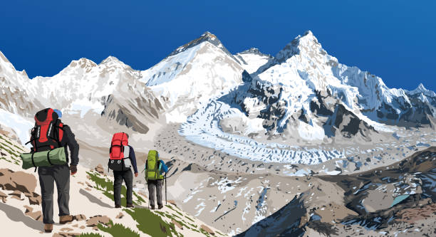 istock mount Everest Lhotse and Nuptse with three hikers 1986344546