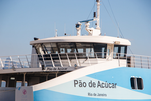boat Rio x Niteroi in Rio de Janeiro, Brazil - June 8, 2023: details of the boat that crosses between Rio de Janeiro and Niteroi.