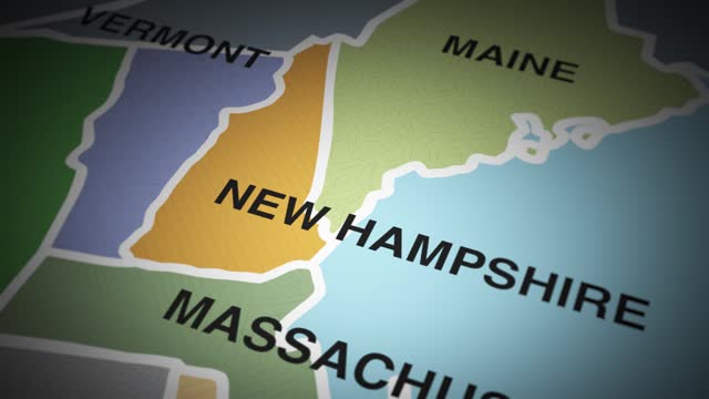 USA map turn on state of New Hampshire