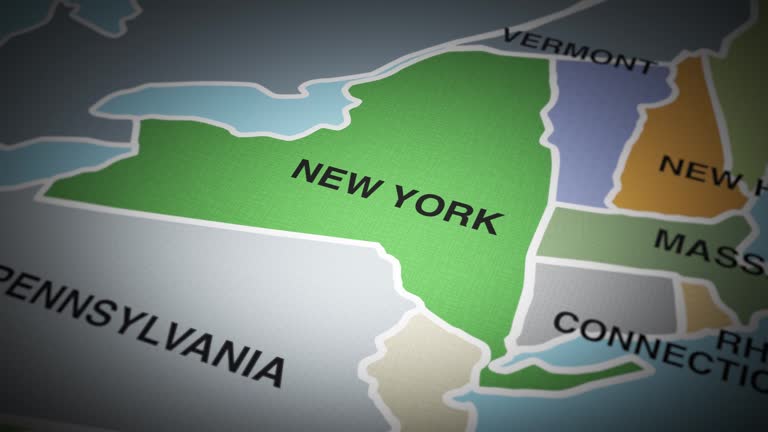 USA map turn on state of New York