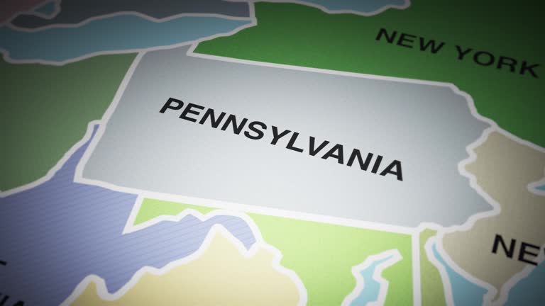 USA map turn on state of Pennsylvania