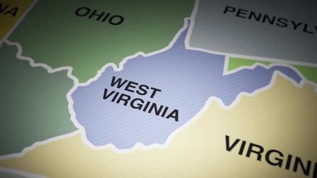 USA map turn on state of West Virginia