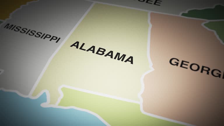 USA map turn on state of Alabama