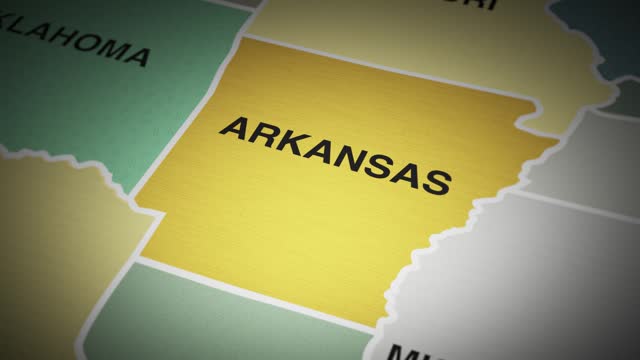 USA map turn on state of Arkansas