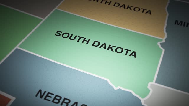 USA map turn on state of South Dakota