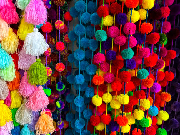 Oaxaca, Mexico: Strings of Pompoms at Market Full Frame