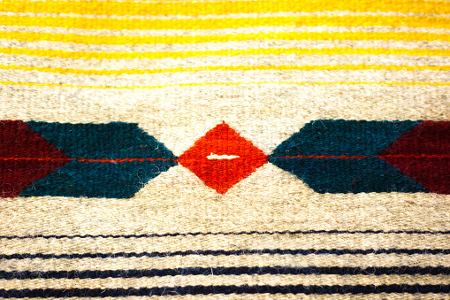 Oaxaca: Traditional Mexican Wool Woven Rug/Textile Detail (Close-Up)