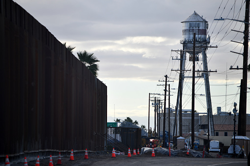 US BORDER undergoing Construction to Make the Fence Taller, Calexico,California,