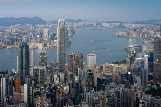 istock Skyline at dusk in Hong Kong 1986576551
