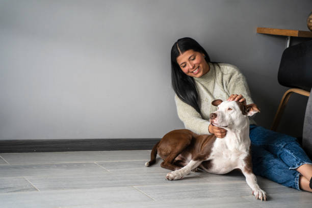 istock woman sharing with dog at home 1986581083