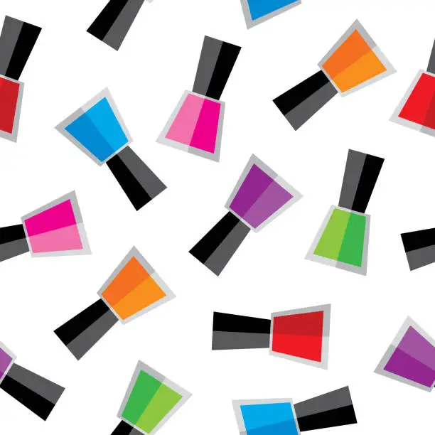 Vector illustration of Colorful Bottles Of Nail Polish Seamless Pattern