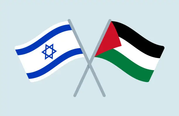 Vector illustration of Vector Israel and Palestine Flags Illustration