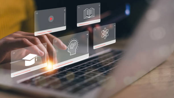 istock Concept of Online Education. Women use Online education training and e-learning webinar on the internet for personal development and professional qualifications. Digital courses to develop new skills. 1986676167