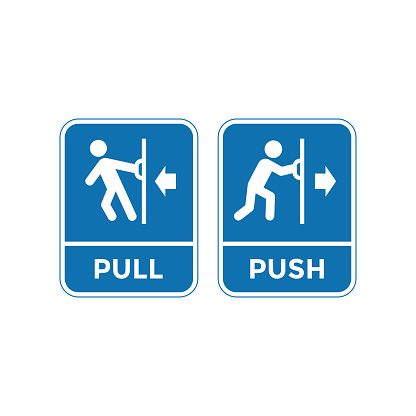 push and pull sign template vector, door sign