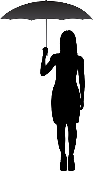 Woman with umbrella silhouette.