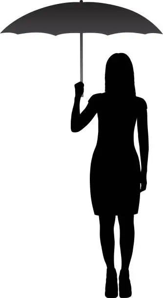 Vector illustration of Woman With Umbrella Silhouette