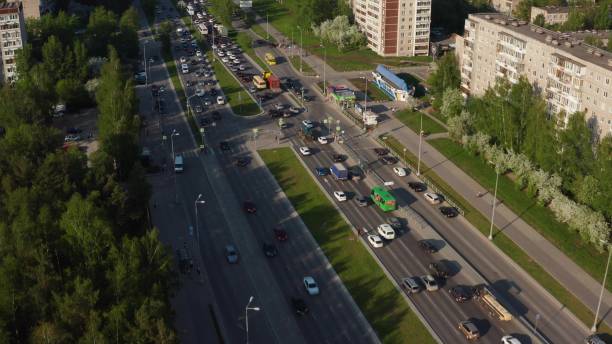 istock Aerial view of a car interchange 1986754790