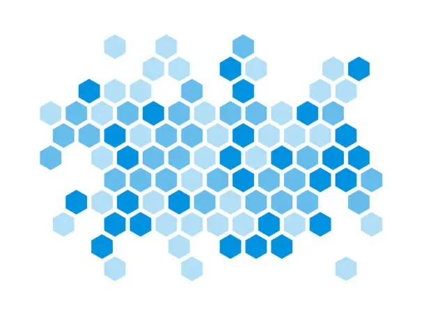 Vector illustration of blue hexagon group