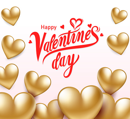 valentine's day template with golden hearts background