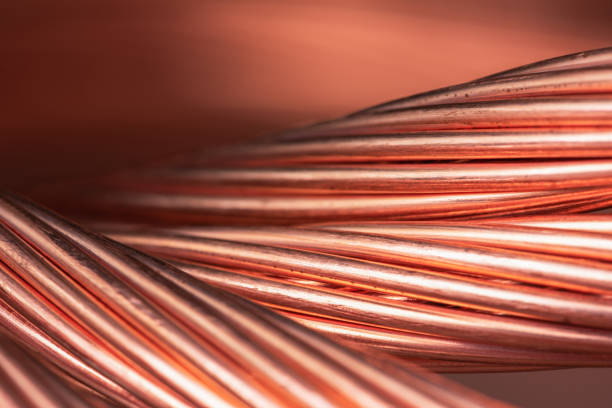 istock Copper wire cable, raw material energy industry 1986793110