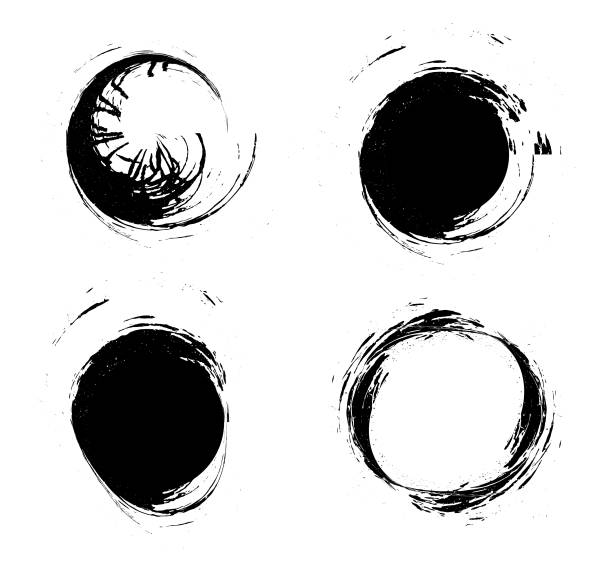 istock a set of black ink circles brush stroke bundle on a white background,black and white icons set, a set of black ink swirls on a white 1986806035