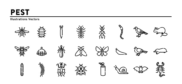 Simple and easy to use pest icon set