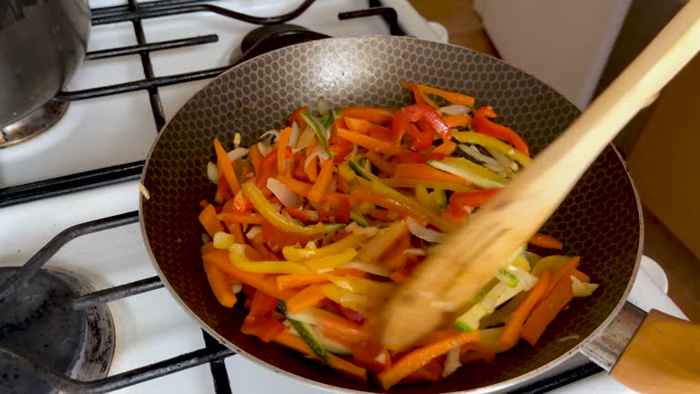 Sauteed vegetables, homemade food. Healthy preparations