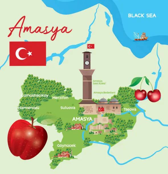 Vector illustration of Amasya Map