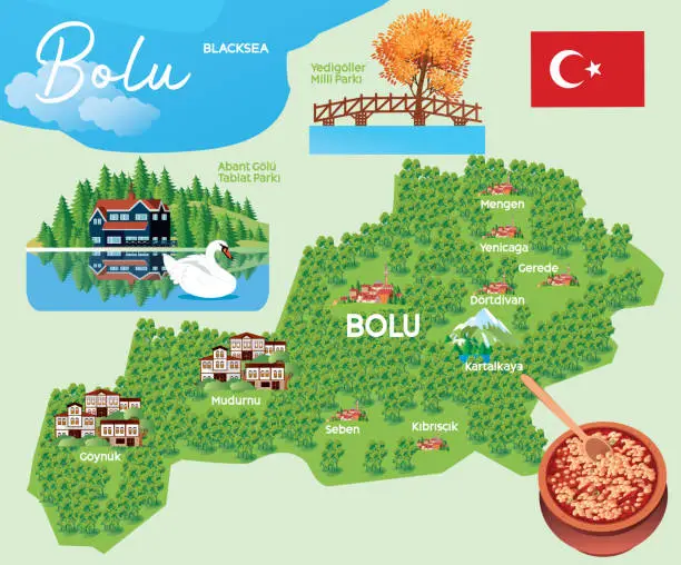 Vector illustration of Bolu Travel Map