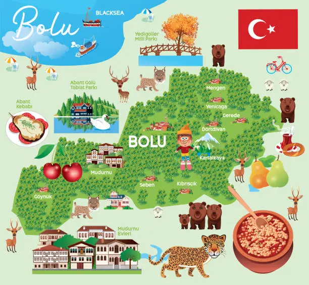 Vector illustration of Bolu Travel Map