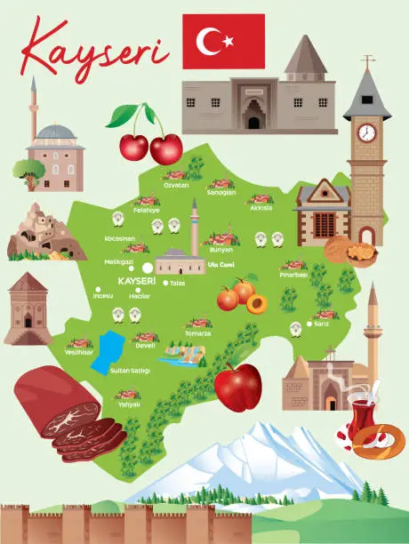 Vector illustration of Kayseri Map