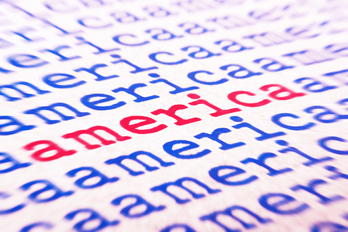 Close-up of the word America
