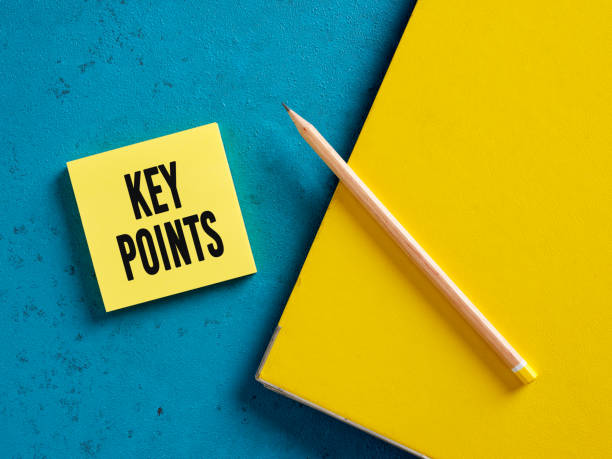 istock The word key points on yellow sticky note paper with a pencil and binder. 1986923830