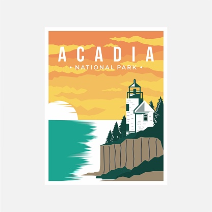 Acadia National Park poster vector illustration design