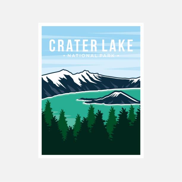 Crater Lake National Park poster vector illustration design